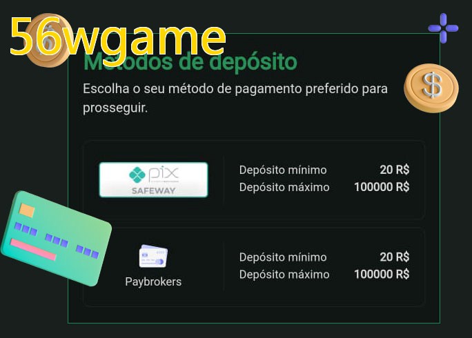 O cassino 56wgamebet oferece uma grande variedade de métodos de pagamento